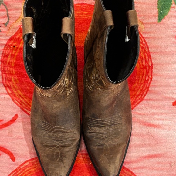 Laredo Brown & Tan Leather Cowboy Boots w/ Vintage Western Aesthetic. Men 9D main image 5